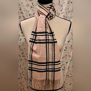 EUC Burberry Pink & Black Cashmere Nova Plaid Casual Everyday Prep Scarf Wrap